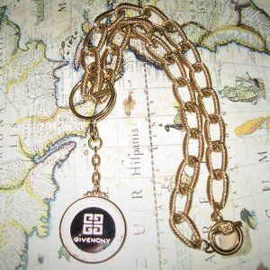 ❤️GIVENCHY Chunky Link Keychain Floating Crystal Pendant / Necklace